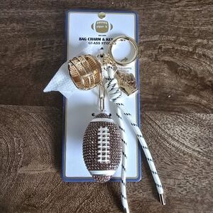 Piper K Football Helmet Number One Gold Glitter Handbag Bag Charm Keychain Purse